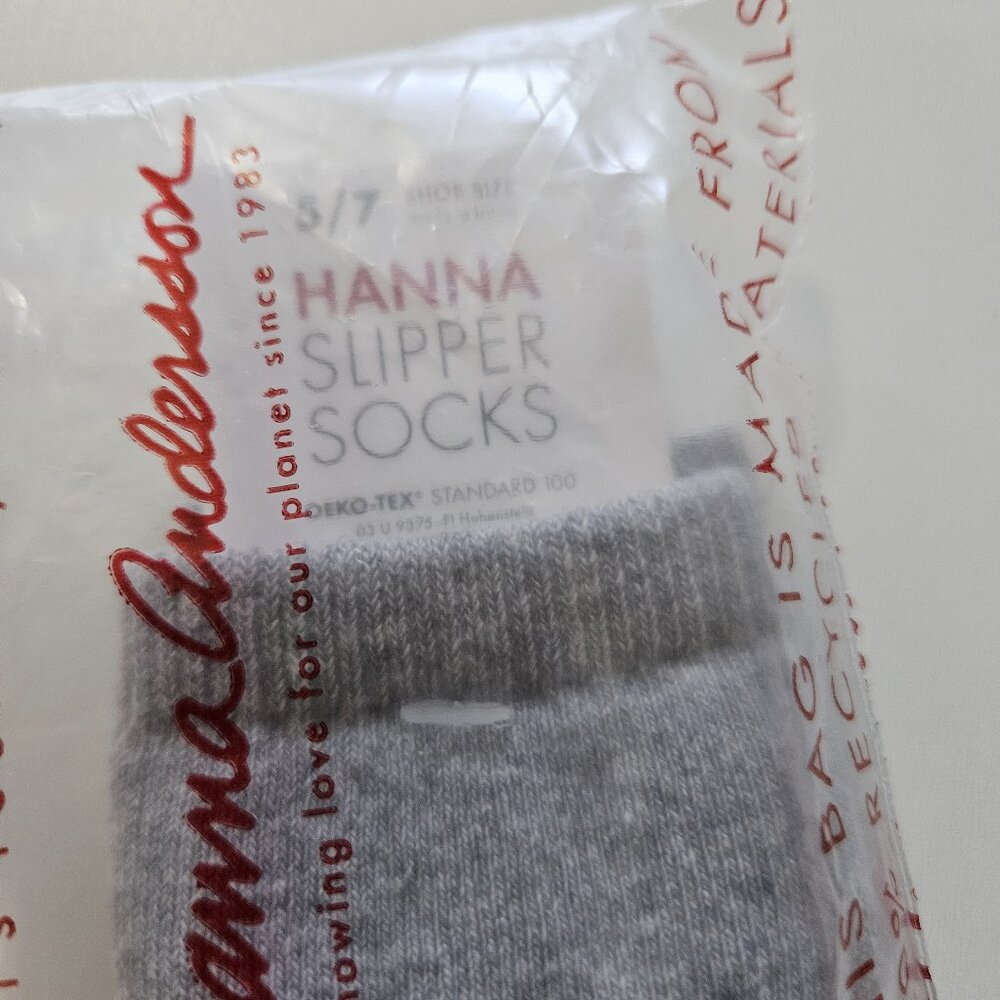 Hanna Andersson Baby Swedish Grip Sock Slipper Grey Super Grippy Socks- Size 5/7 - Picture 4 of 5